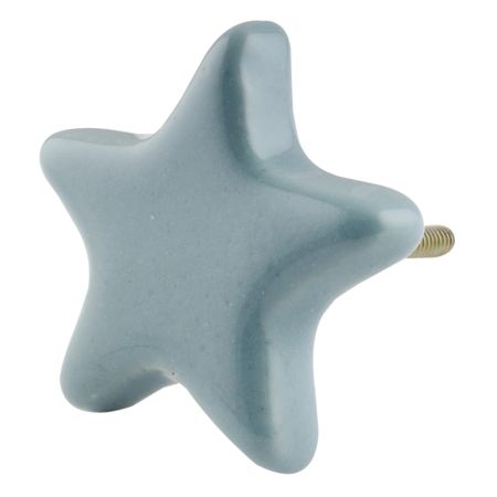 Solid Grey Star Ceramic Cabinet Knob
